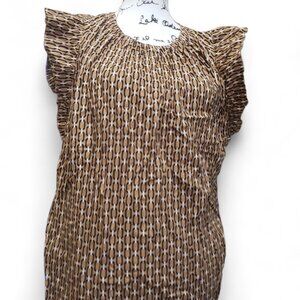 Loft, Chain Print cotton chintz ruffled sleeves, Size XL